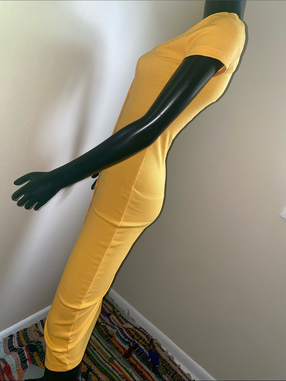 Forever 21 Mustard Yellow Ribbed Button-Down Midi Dress - Picture 5 of 9